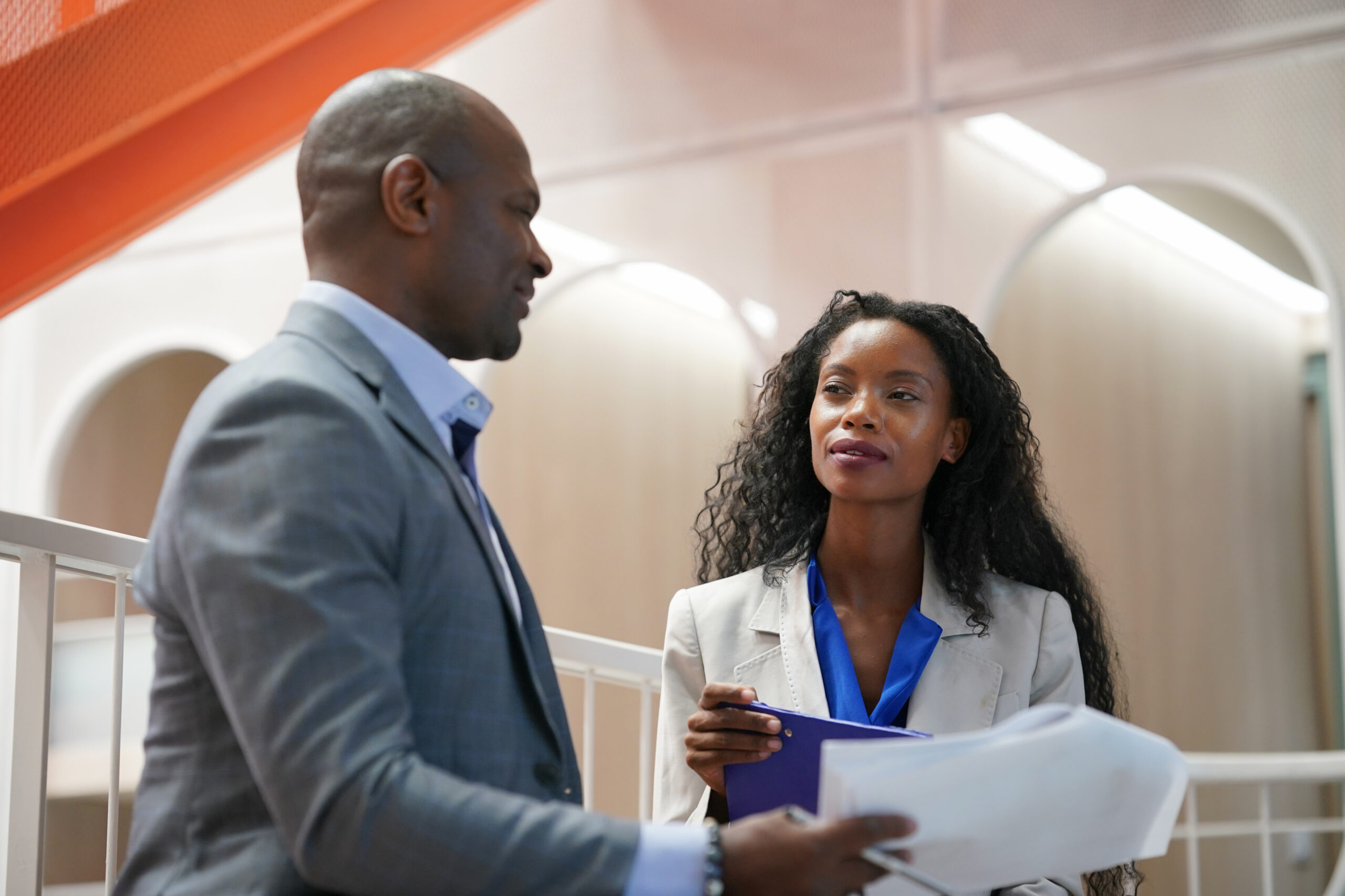 Business people in the workplace are discussing a working strategy for doing business